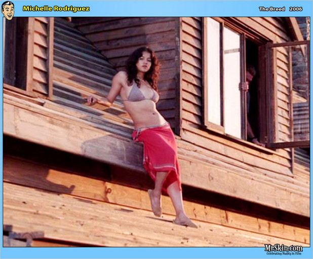 Michelle Rodriguez rooftop pose; Celebrity 