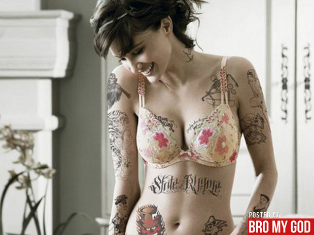 incredible sexy tattoos big tits brunette beautiful smile sexy body; Big Tits Brunette Emo Hot 