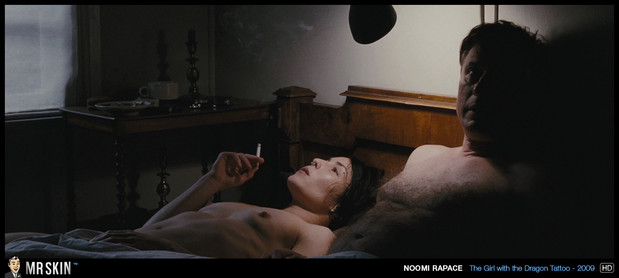 Noomi Rapace naked smoking in bed; Celebrity 
