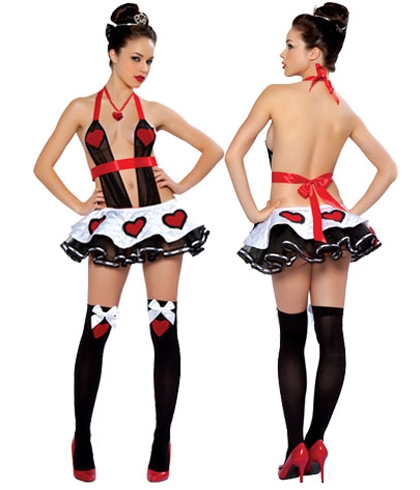 Sexy Wear Dazzling Dark Queen Costume 8412(Black + White + Red); Toys Uniform Lingerie 