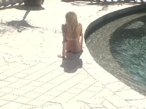 The next door cute blonde gets caught by neighbor sunbathing in the nude; Amateur Babe Blonde Teen Public 